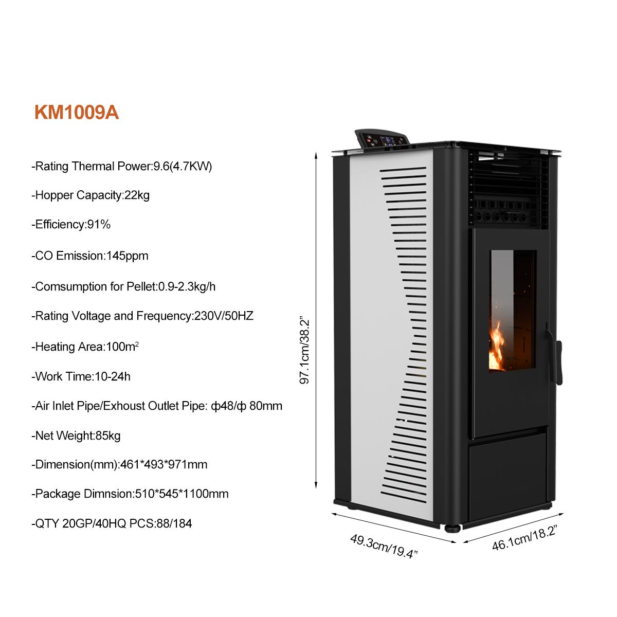 Estufa a Pellet ACONCAGUA 10 KW 2