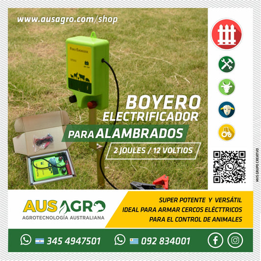 Boyero electrificador para alambrados 12 volts x  2 joules x28 kms